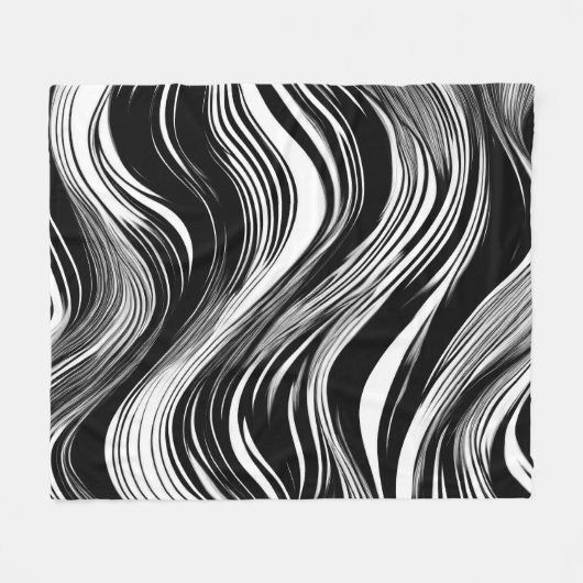 Abstracte zwart-witgolf fleece deken (Voorkant (Horizontaal))