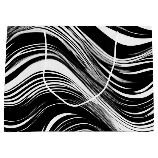 Abstracte zwart-witgolf groot cadeauzakje (Voorkant)