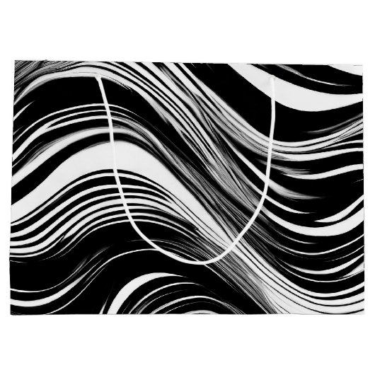 Abstracte zwart-witgolf groot cadeauzakje (Achterkant)