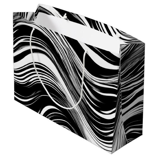 Abstracte zwart-witgolf groot cadeauzakje (Achterkant Gekanteld)