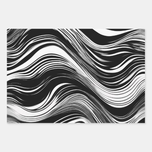 Abstracte zwart-witgolf inpakpapier vel (Voorkant 3)