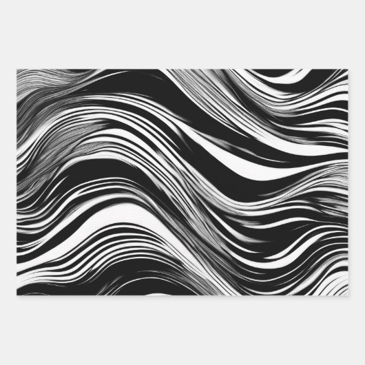 Abstracte zwart-witgolf inpakpapier vel (Voorkant 2)