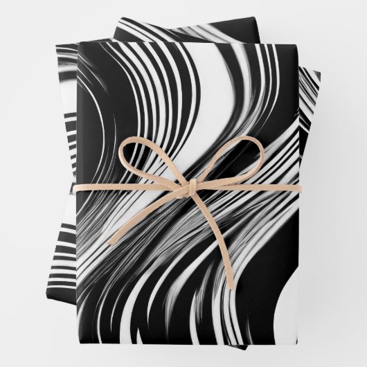 Abstracte zwart-witgolf inpakpapier vel (In situ)