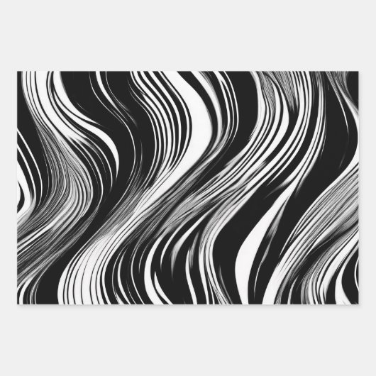 Abstracte zwart-witgolf inpakpapier vel (Voorkant)