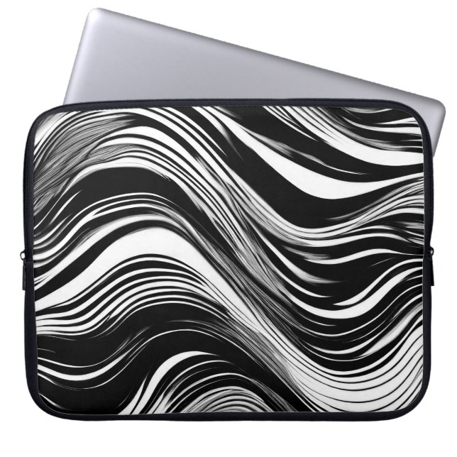 Abstracte zwart-witgolf laptop sleeve (Voorkant)