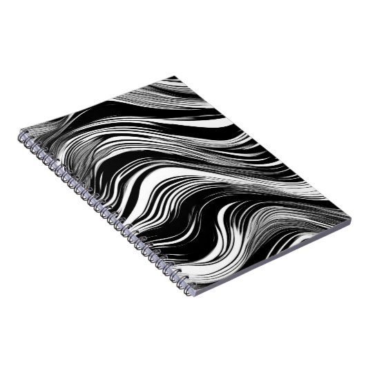 Abstracte zwart-witgolf notitieboek (Rechterzijde)