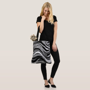 Abstracte zwart-witgolf tote bag