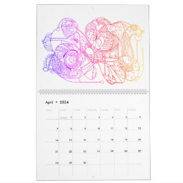 Abstracte zwart-witkleuren in kleur kalender