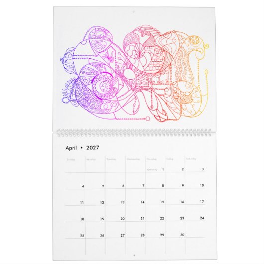 Abstracte zwart-witkleuren in kleur kalender (Apr 2027)