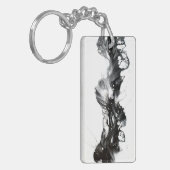 Abstracte zwart-witkleurige vlecht sleutelhanger (Voorkant Links)