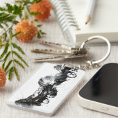 Abstracte zwart-witkleurige vlecht sleutelhanger (Voorkant Rechts)