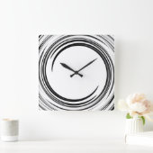 Abstracte zwart-witkunst 2 vierkante klok (Huis)