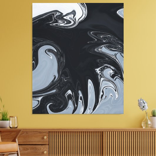 Abstracte zwart-witkunst | Beste abstracte kunst Canvas Afdruk (Insitu (Woonkamer))