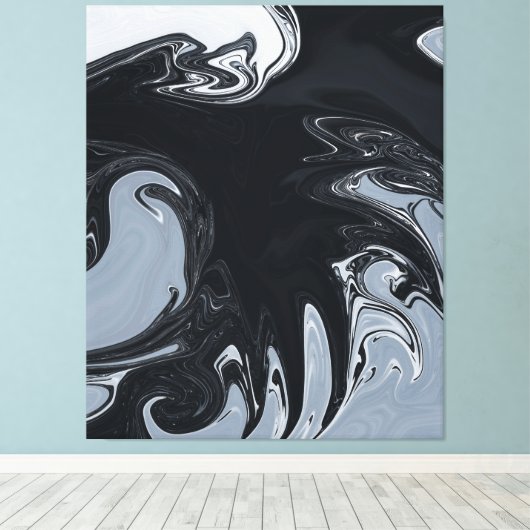Abstracte zwart-witkunst | Beste abstracte kunst Canvas Afdruk (Insitu (Houten vloer))