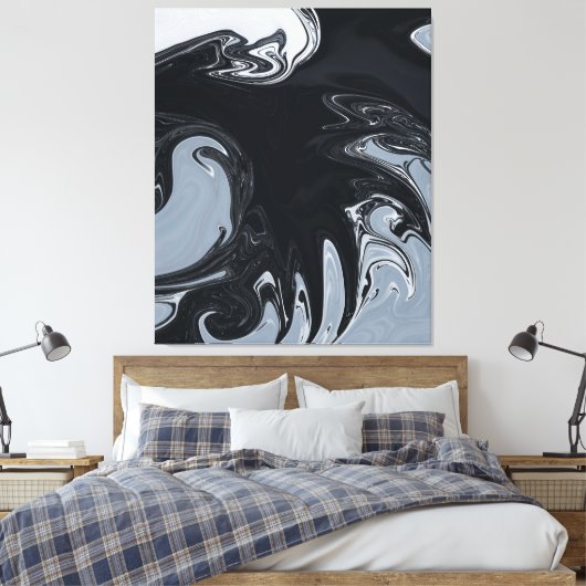 Abstracte zwart-witkunst | Beste abstracte kunst Canvas Afdruk (Insitu (Slaapkamer))