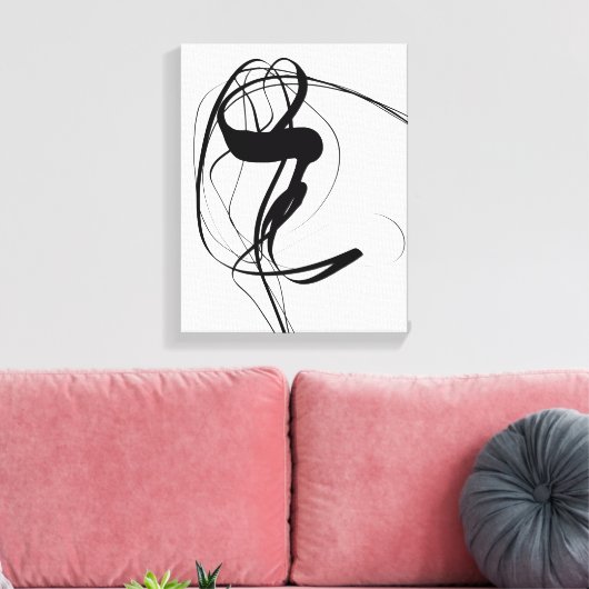 Abstracte zwart-witkunst canvas afdruk (Insitu (Woonkamer))