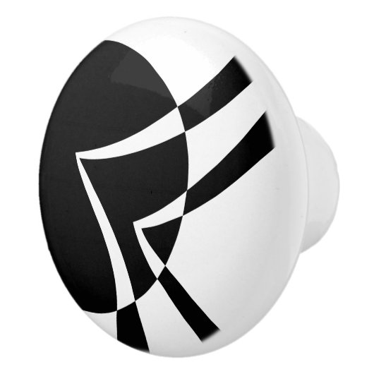 Abstracte zwart-witkunst keramische knop (Rechts)