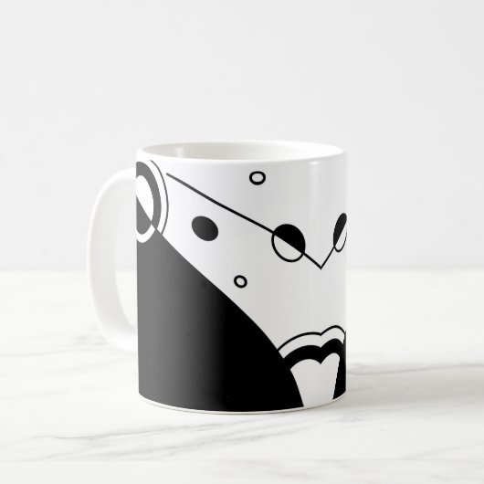 Abstracte zwart-witkunst koffiemok (Voorkant links)