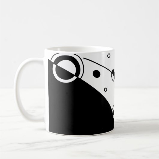 Abstracte zwart-witkunst koffiemok (Links)