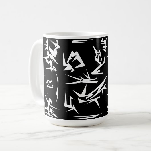 Abstracte zwart-witkunst koffiemok (Voorkant links)