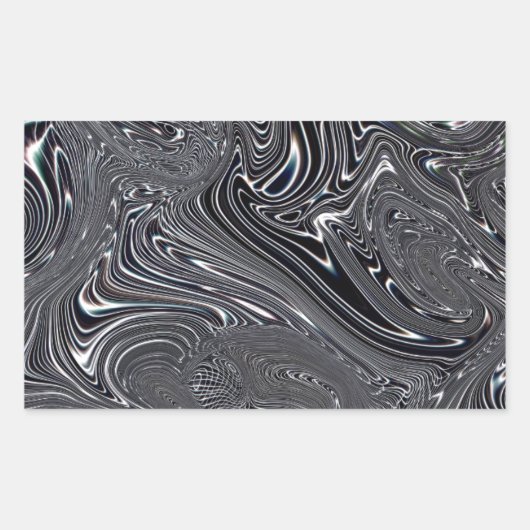 Abstracte zwart-witkunst rechthoekige sticker (Voorkant)