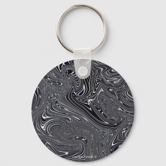 Abstracte zwart-witkunst sleutelhanger (Voorkant)