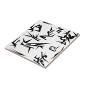 Abstracte zwart-witkunst tegeltje (Zijkant)