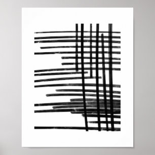 Abstracte zwart-witlijnen - Kunst met krassen 2 Poster