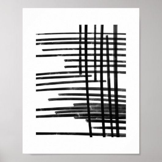Abstracte zwart-witlijnen - Kunst met krassen 2 Poster (Voorkant)