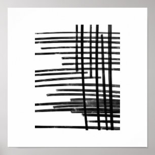 Abstracte zwart-witlijnen - Kunst met krassen 2 Poster