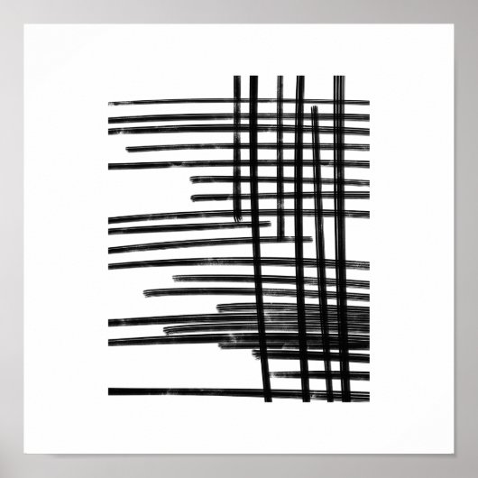 Abstracte zwart-witlijnen - Kunst met krassen 2 Poster (Voorkant)