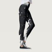 Abstracte zwart-witpalmbladprint leggings (Rechts)
