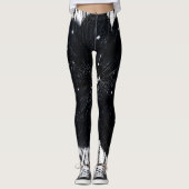 Abstracte zwart-witpalmbladprint leggings (Voorkant)