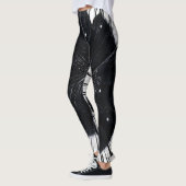 Abstracte zwart-witpalmbladprint leggings (Links)