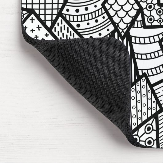 Abstracte zwart-witpatroonkunst muismat (Hoek)