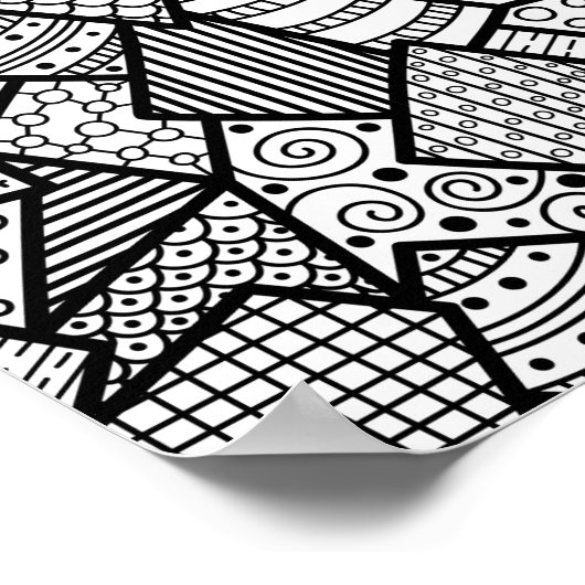 Abstracte zwart-witpatroonkunst poster (Hoek)