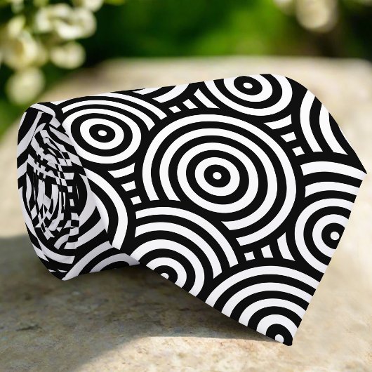 Abstracte zwart witte cirkels lijnen achtergrond stropdas