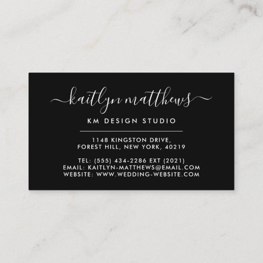 Abstracte zwart-witte cirkels Monongram Visitekaartje (Achterkant)