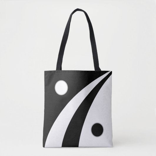 Abstracte zwart-witte golven met cirkels tote bag (Voorkant)