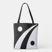 Abstracte zwart-witte golven met cirkels tote bag (Achterkant)