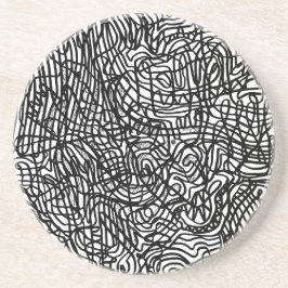 Abstracte zwart-witte lijnen patroonzandsteen zandsteen onderzetter