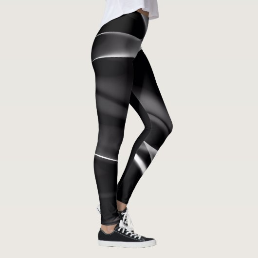 Abstracte zwart-witte rook leggings (Rechts)