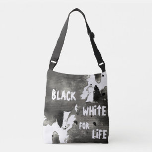 Abstracte zwart-witte Waterverf Crossbody Tas