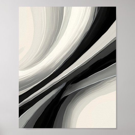 Abstracte zwart-witte wervelingen poster (Voorkant)
