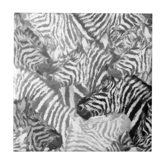 Abstracte zwart-witte Zebra Tegeltje (Voorkant)