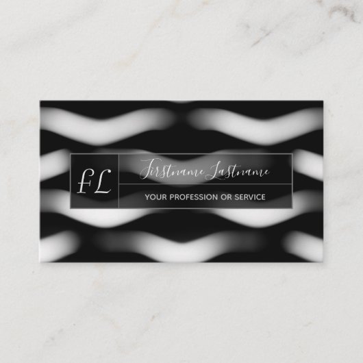 Abstracte zwart-witvormen structuur monogram visitekaartje (Voorkant)