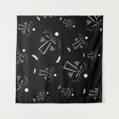 Abstracte zwarte Aboriginal stam-tatoeage gezichts Wandkleed (Voorkant (horizontaal))
