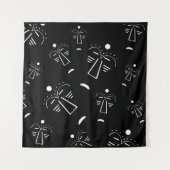 Abstracte zwarte Aboriginal stam-tatoeage gezichts Wandkleed (Voorkant)