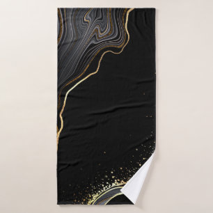 abstracte zwarte achtergrond met gouden aderen, badhanddoek
