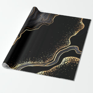 abstracte zwarte achtergrond met gouden aderen, cadeaupapier